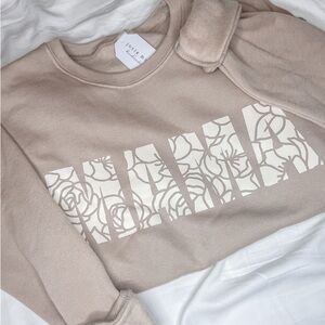 MAMA Tan Floral Graphic Women's Sweater